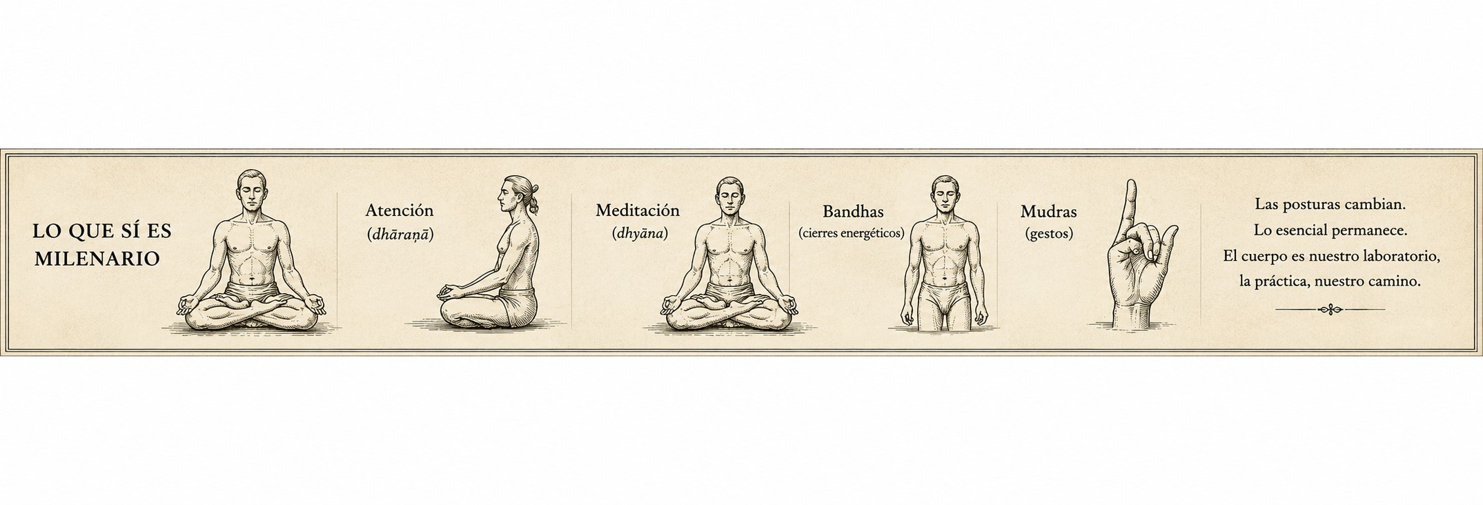 Lámina sobre respiración, meditación, bandhas y mudras